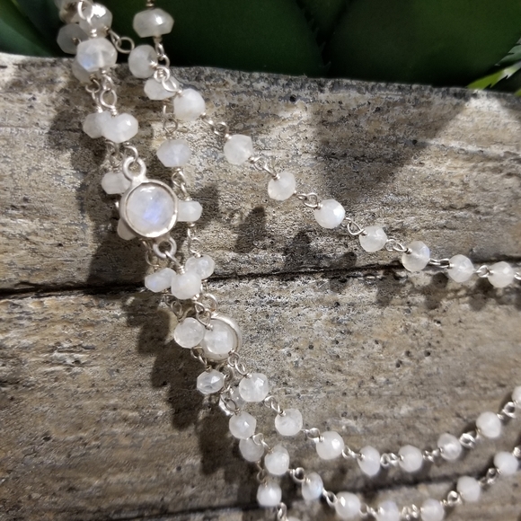 💎STERLING SILVER AND MOONSTONE STATMENT NECKLACE. - Picture 3 of 8